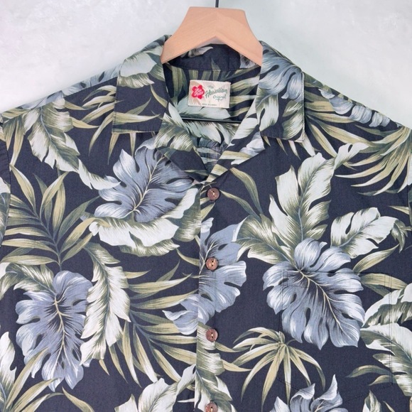 Hilo Hattie Blue Floral Pattern Short Sleeve Button Up Collared Hawaiian Shirt L - Picture 3 of 10